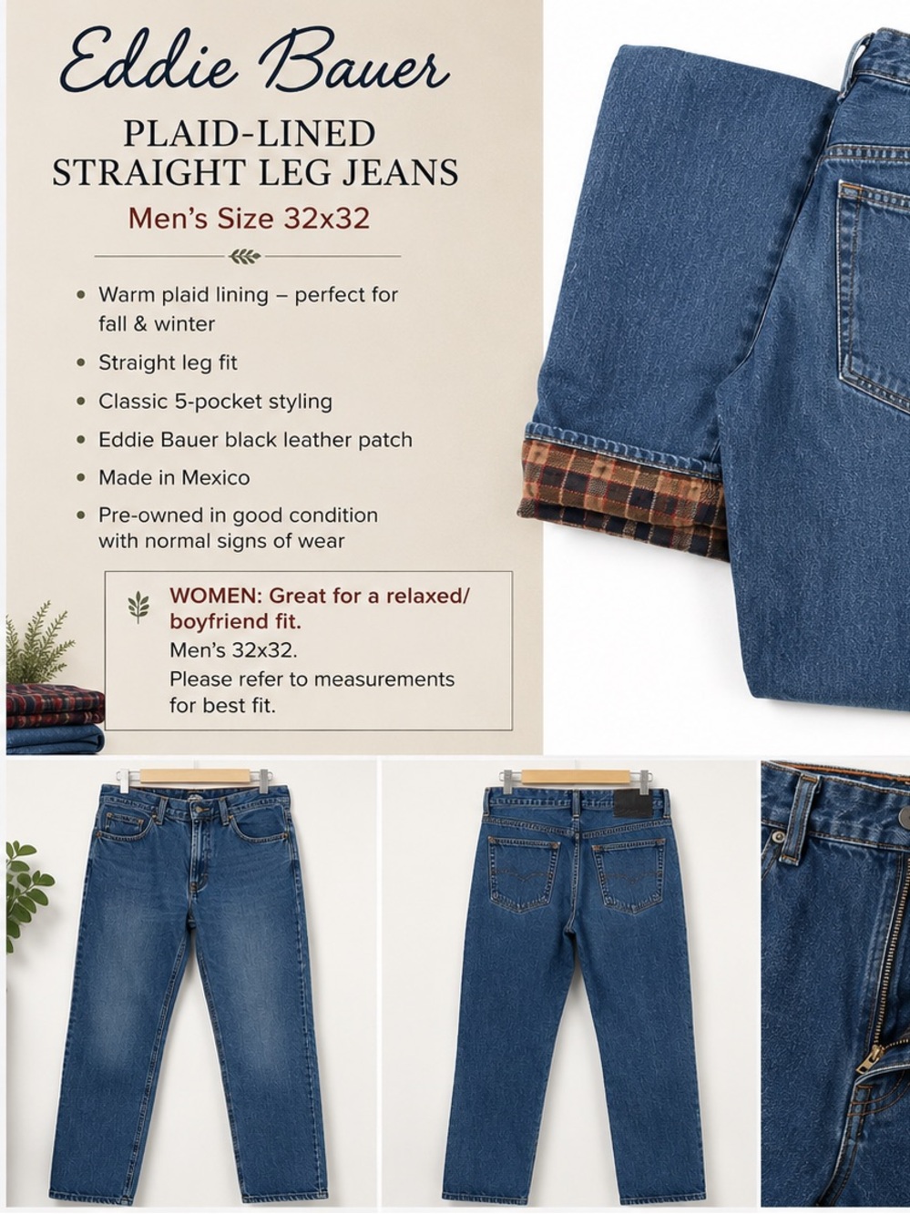 Eddie Bauer Flannel lined Jeans